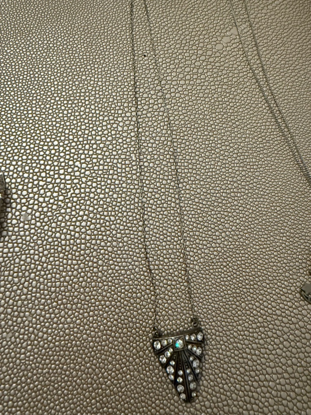 Delicate Art Deco-Inspired Silver Necklace with Clear Crystals